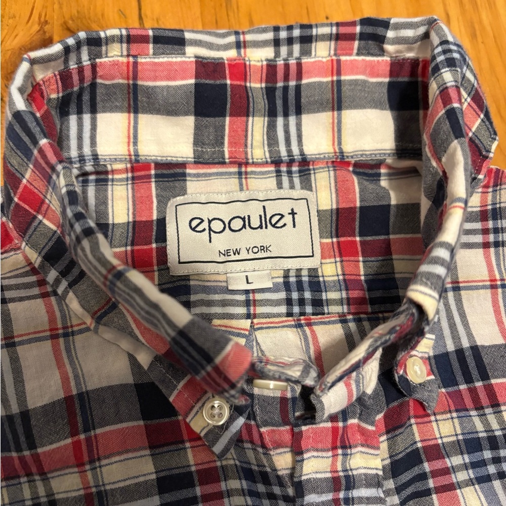 Epaulet Red and Blue Madras Shirt